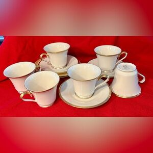 EUC Lenox Eternal China - Set of 6 tea/coffee cups with saucers